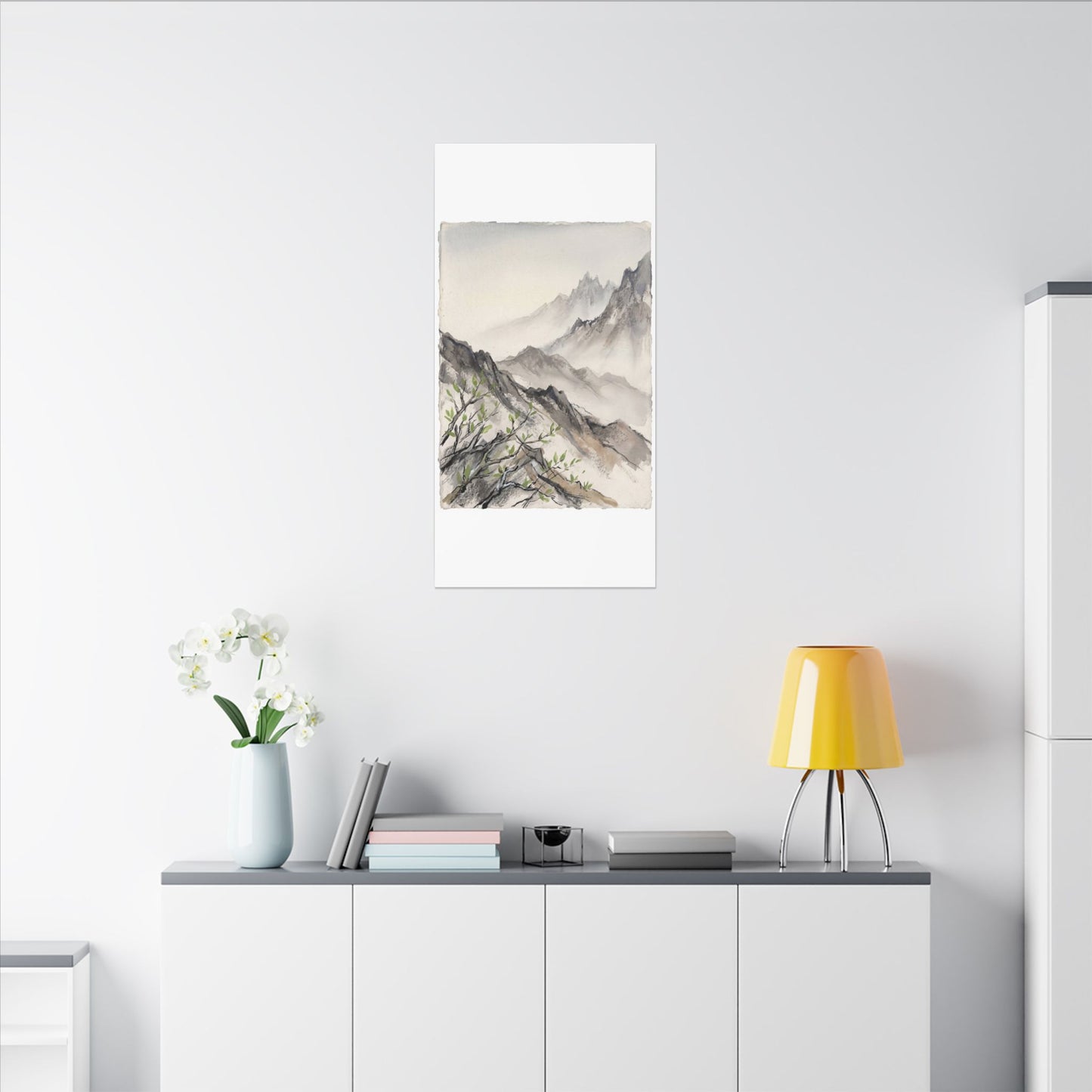 Spring Mountain Mist Texture Canvas Art | Warm Decor