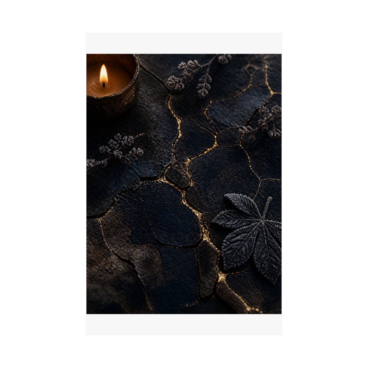 Luxurious Cracked Earth Wall Art Print - Moody Minimal Dark Japandi