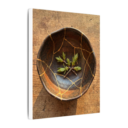 Ceramic Bowl Gold Repair Canvas Art | Resilient Kintsugi Art