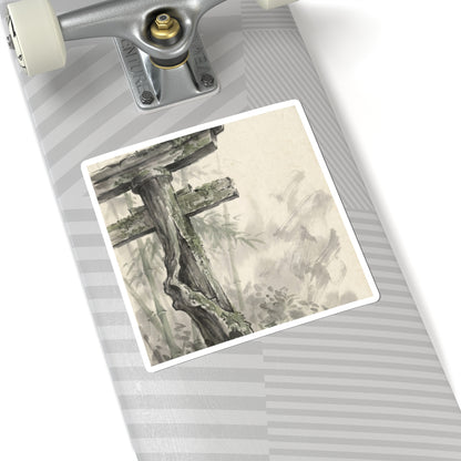 Fukinsei Torii Gate Sticker - Zen Sumi E Art Print