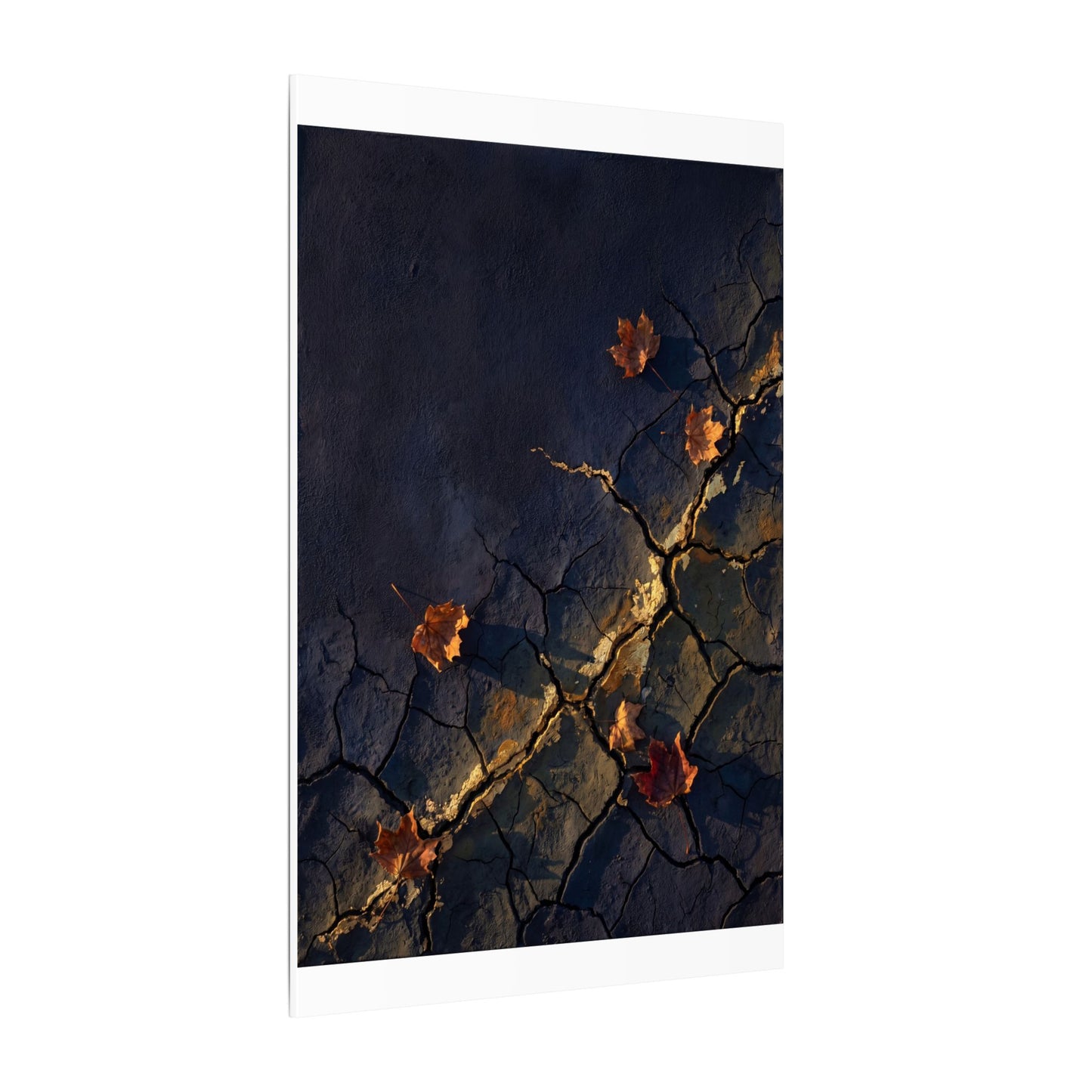 Cracked Earth Canvas Art | Autumn Dark Japandi Dark Texture Art