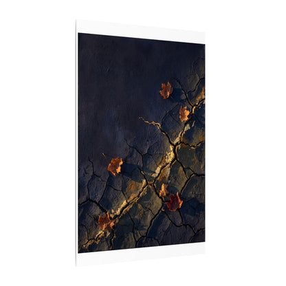 Cracked Earth Canvas Art | Autumn Dark Japandi Dark Texture Art