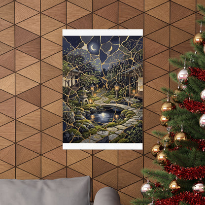 Spring Moonlit Garden Gold Vein Wall Art Print | Artful Decor