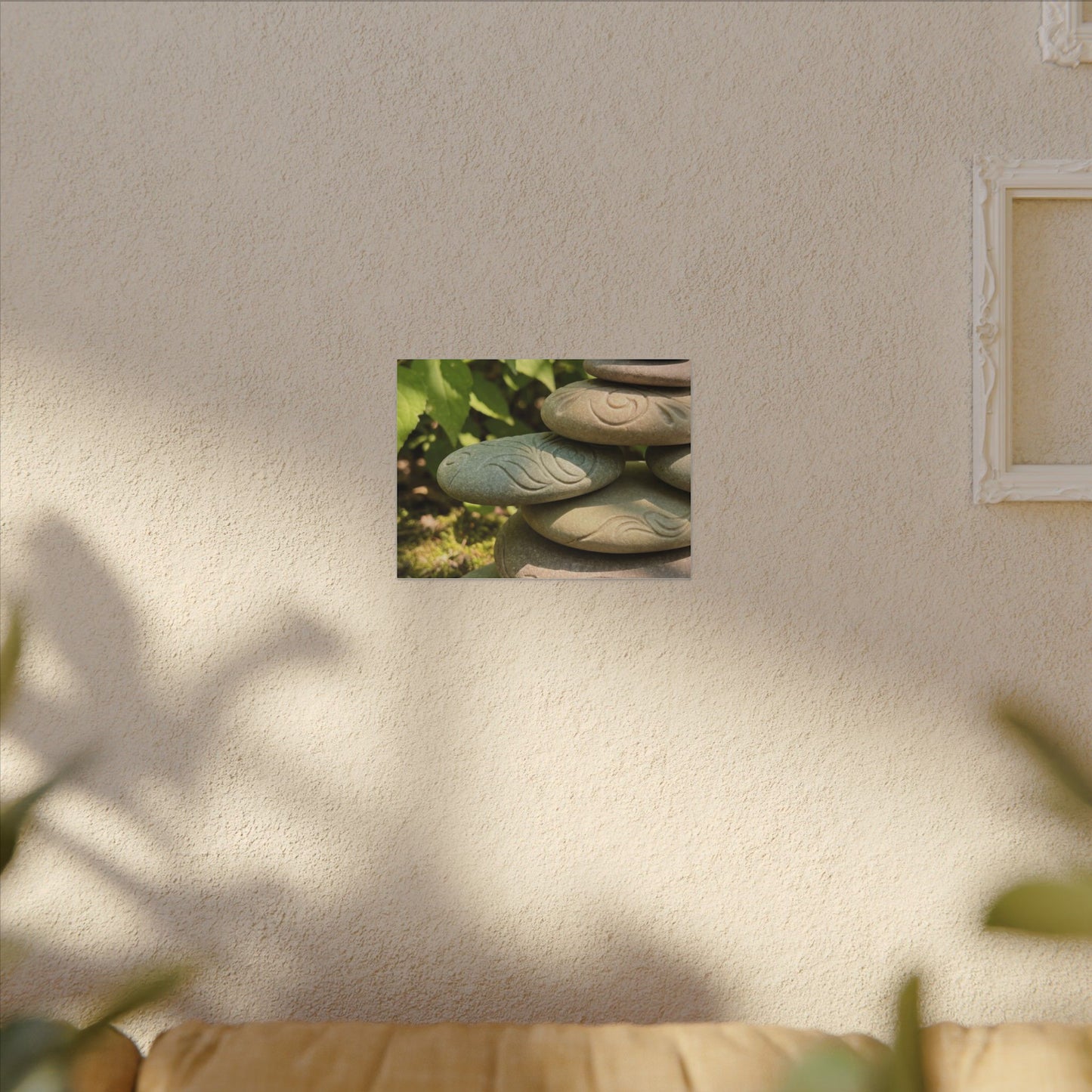 River Stones Summer Canvas Art | Japandi Earthy Design