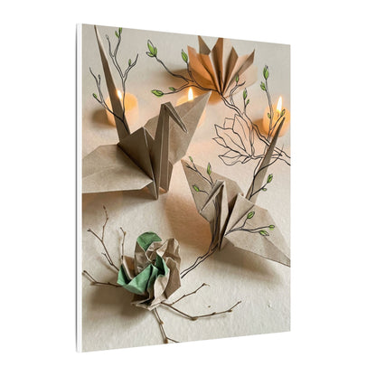 Paper Fold Spring Canvas Art | Japandi Earthy Design