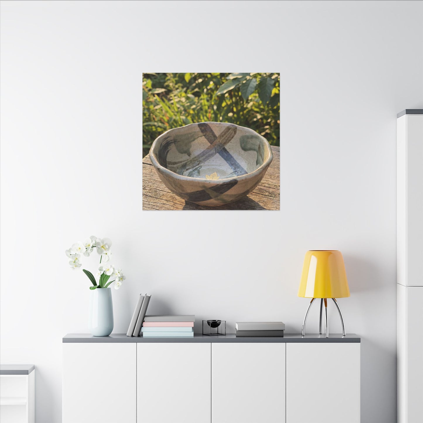 Earthy Ceramic Bowl Canvas Art - Japanese Pattern Japandi