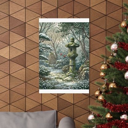 Dappled Stone Lantern Wall Art Print - Japandi Datsuzoku