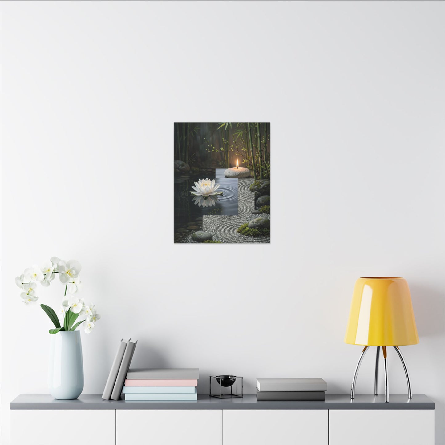 Candlelight Lotus Flower Canvas Art - Zen Kanso