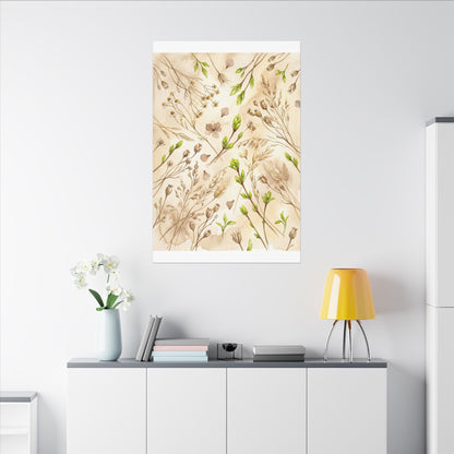 Spring Dried Flowers Watercolor Canvas Art | Earthy Decor