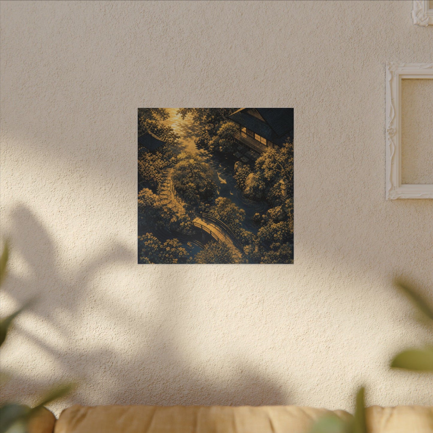 Contemplative Moonlit Garden Canvas Art - Ukiyo E Inspired Zen