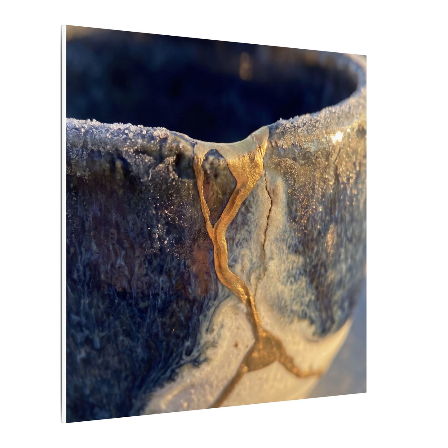 Winter Ceramic Bowl Gold Vein Canvas Art | Healing Decor