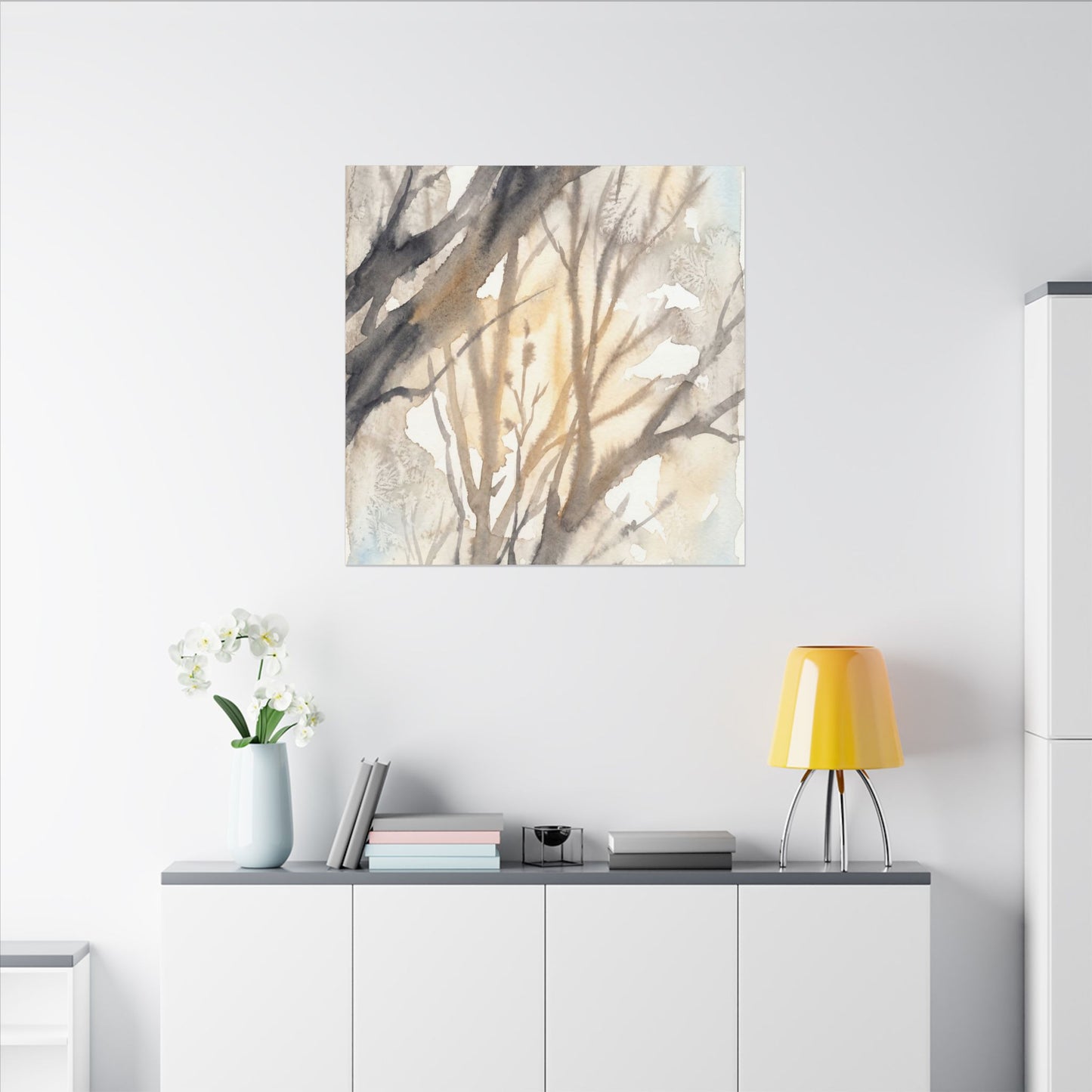 Ma Shadow Play Canvas Art - Japandi Watercolor