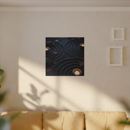 Seijaku Rock Garden Canvas Art - Dark Japandi Dark Texture