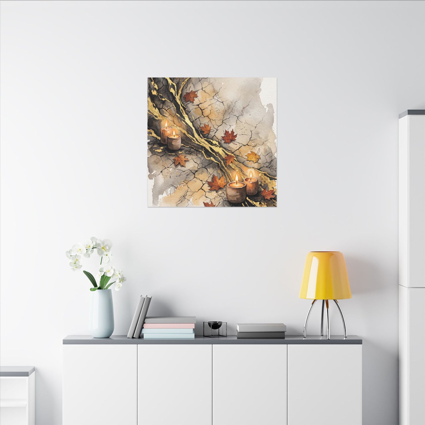 Cracked Earth Autumn Canvas Art | Japandi Warm Design