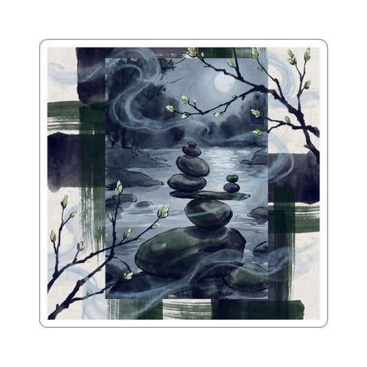 River Stones Spring Sticker | Zen Peaceful Design Art Print
