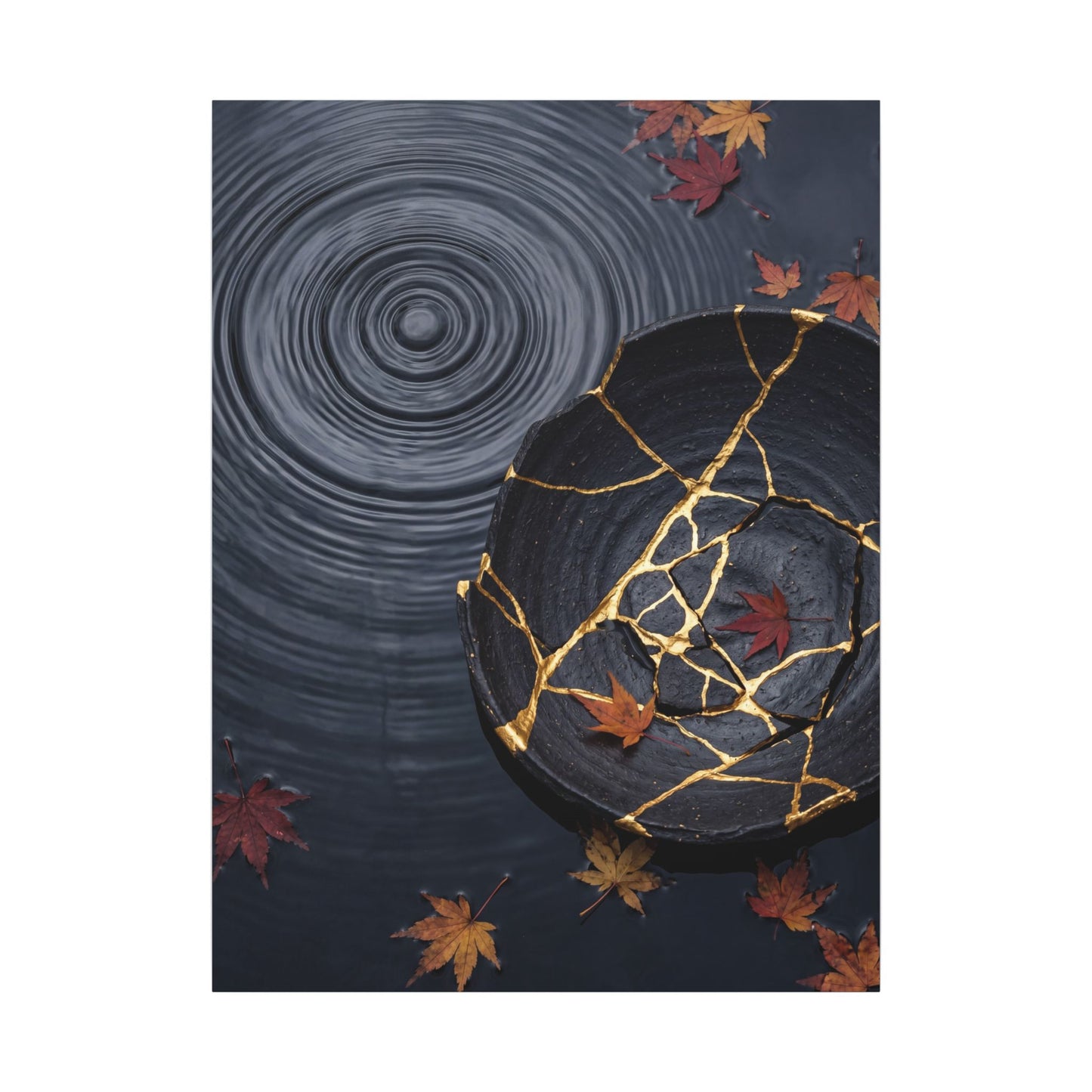 Philosophical Water Ripple Canvas Art - Gold Repair Kintsugi