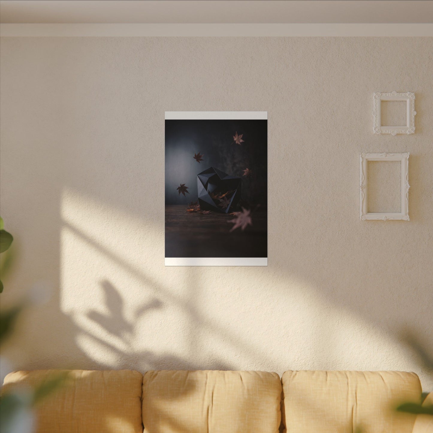 Dark Japandi Paper Fold in Dawn | Shadow Zen Canvas Art