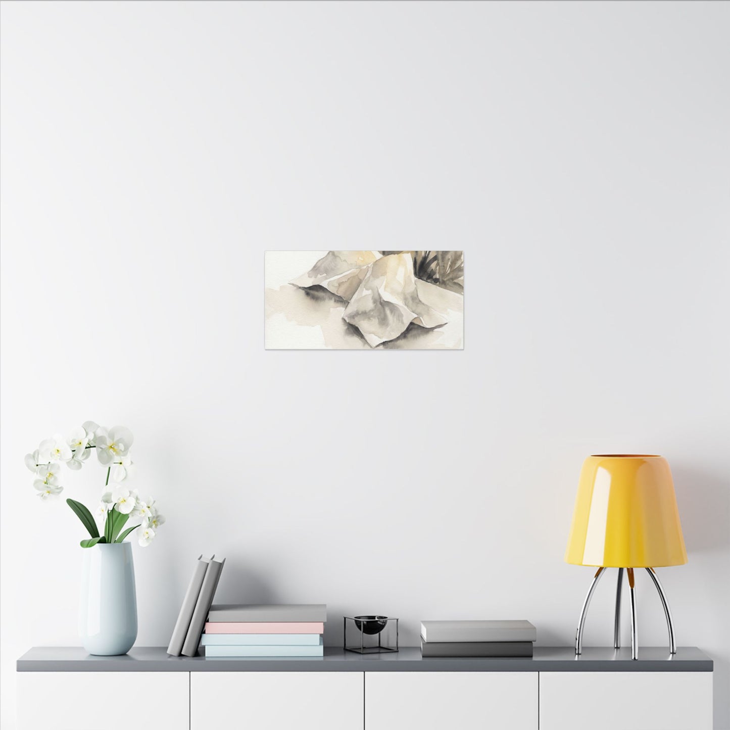 Paper Fold Watercolor Canvas Art | Warm Japandi Art