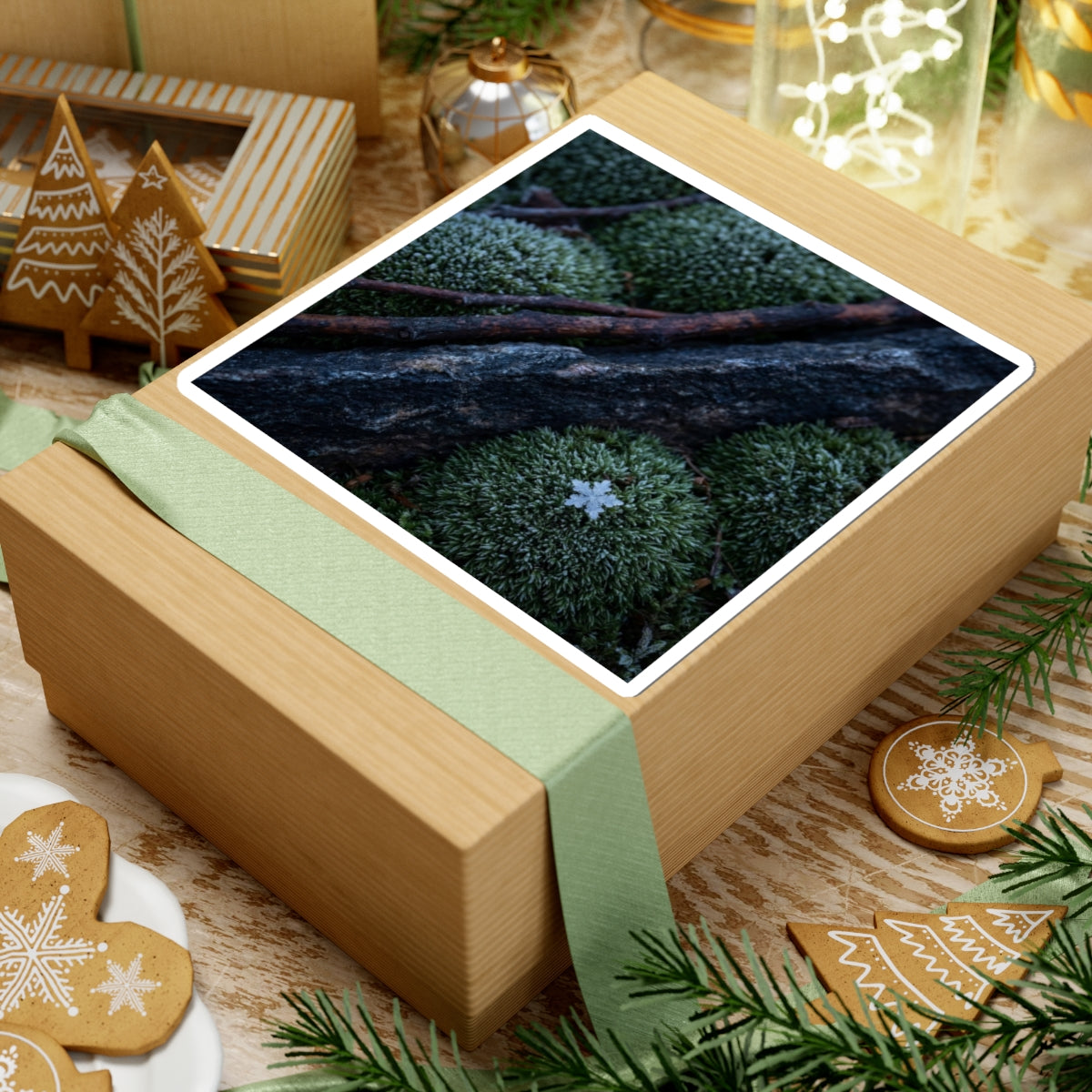 Luxurious Moss Close Up Sticker - Moody Minimal Dark Japandi Art Print