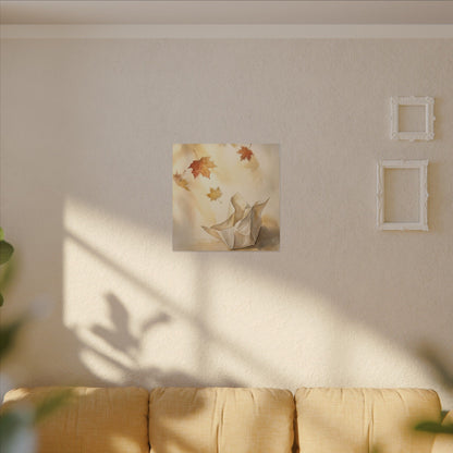 Japandi Paper Fold in Golden Hour | Watercolor Canvas Art