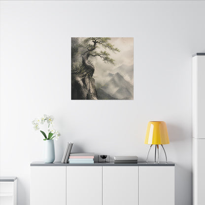 Spring Pine Tree Watercolor Canvas Art | Warm Decor