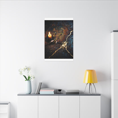 Kintsugi Rust Patina in Candlelight | Gold Repair Canvas Art