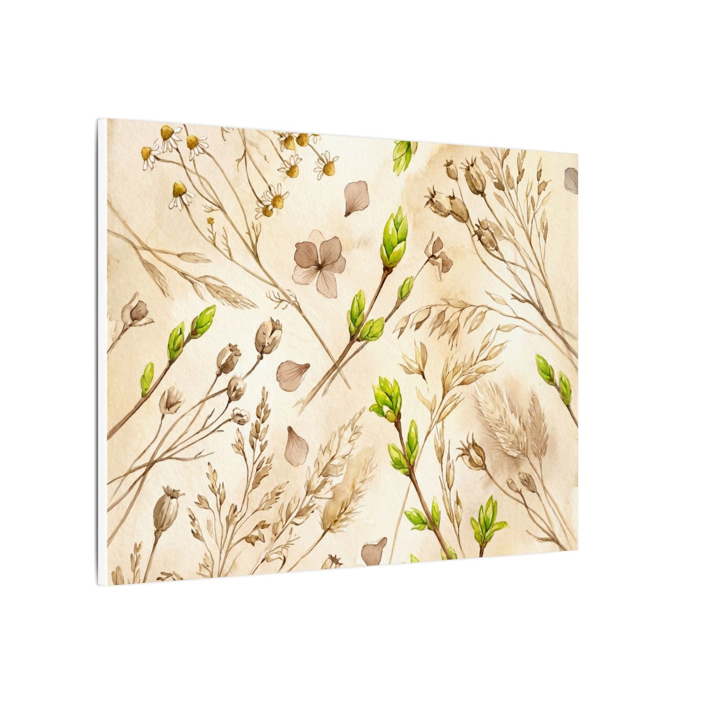 Spring Dried Flowers Watercolor Canvas Art | Earthy Decor