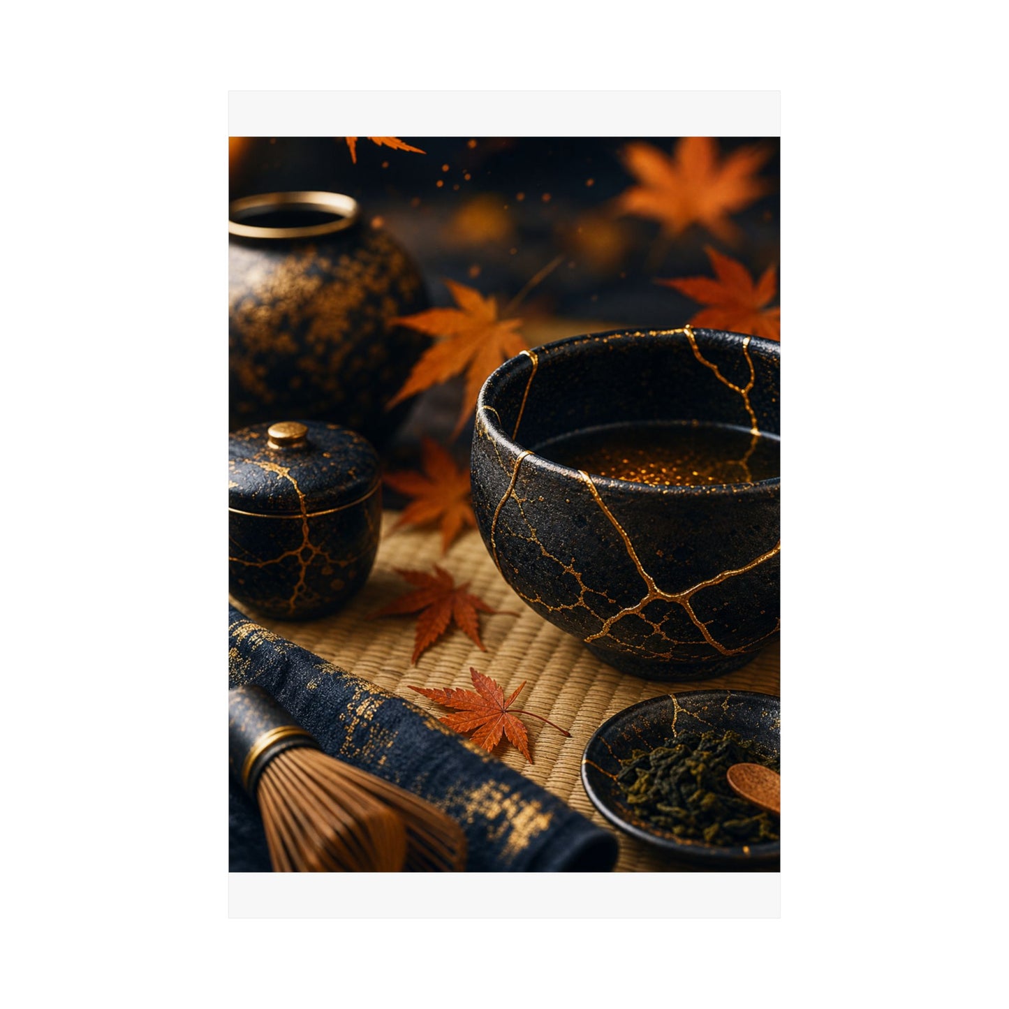 Tea Ceremony Gold Repair Wall Art Print | Healing Kintsugi Art