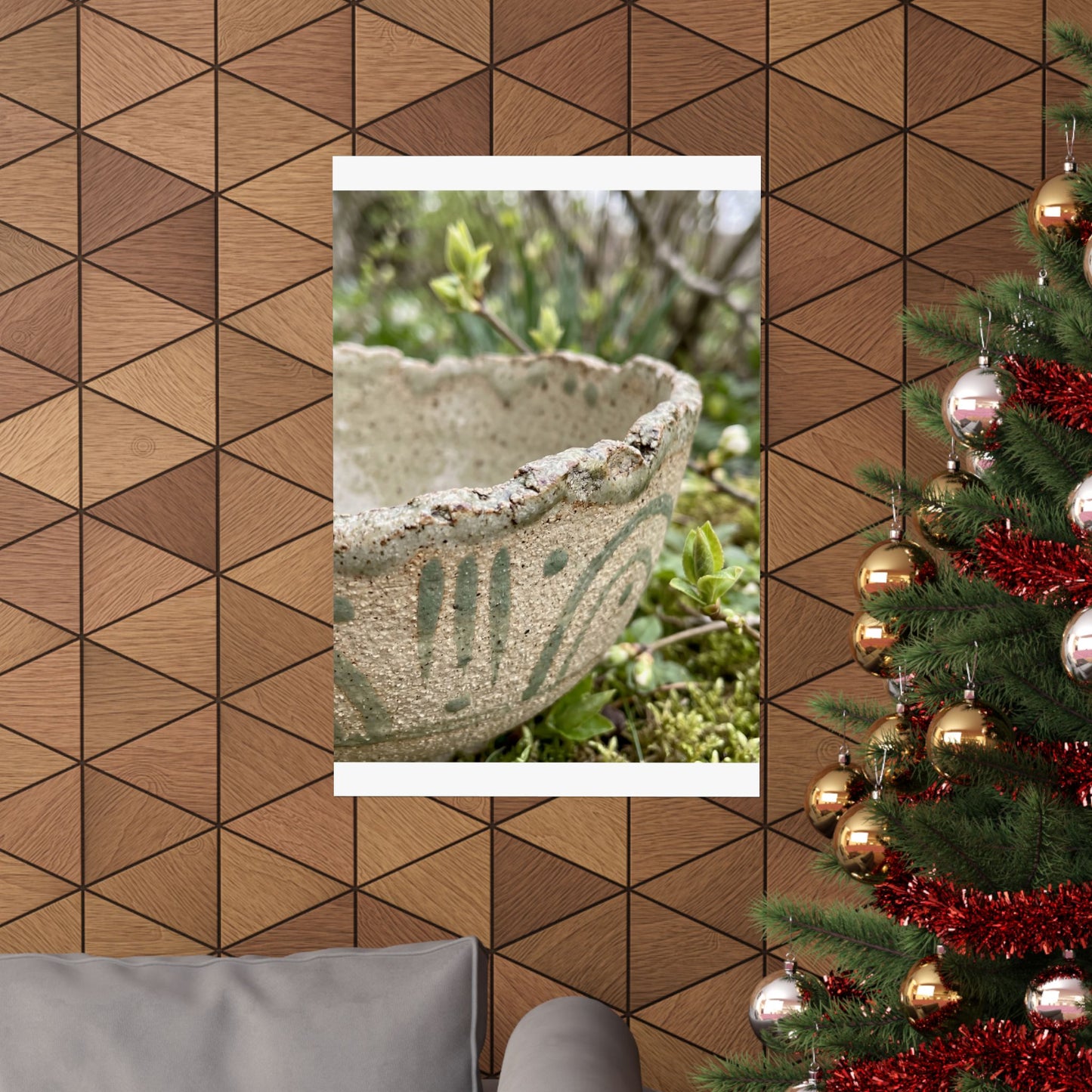 Ceramic Bowl Japanese Pattern Wall Art Print | Earthy Japandi Art