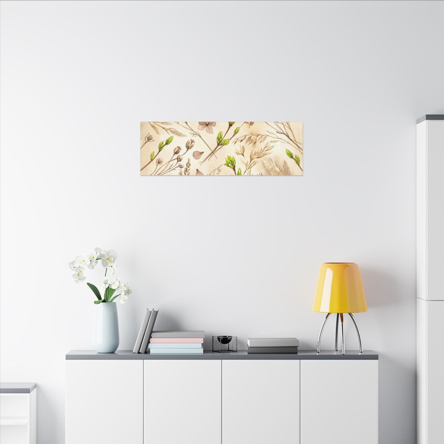Spring Dried Flowers Watercolor Canvas Art | Earthy Decor
