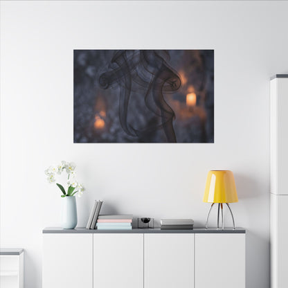 Incense Smoke Winter Canvas Art | Dark Japandi Sophisticated Design