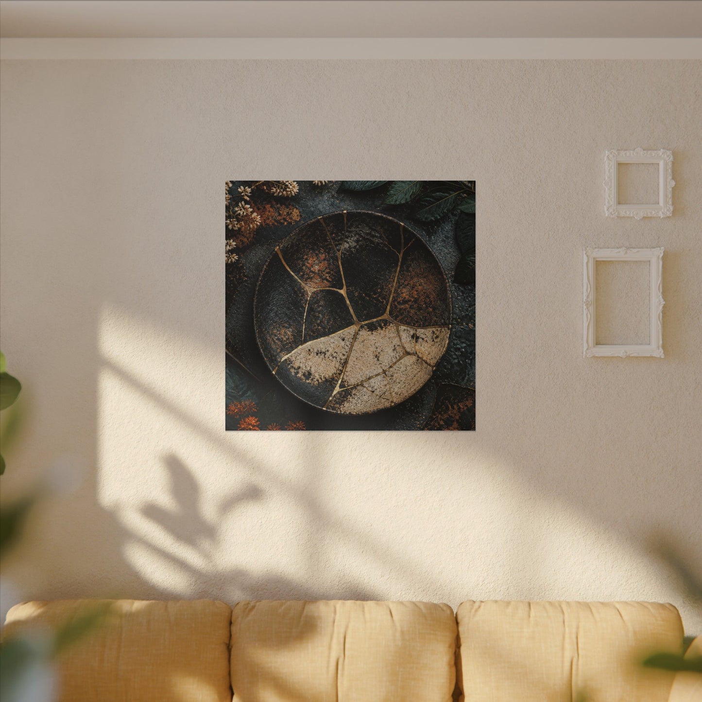 Kintsugi Rust Patina in Dawn | Gold Repair Canvas Art
