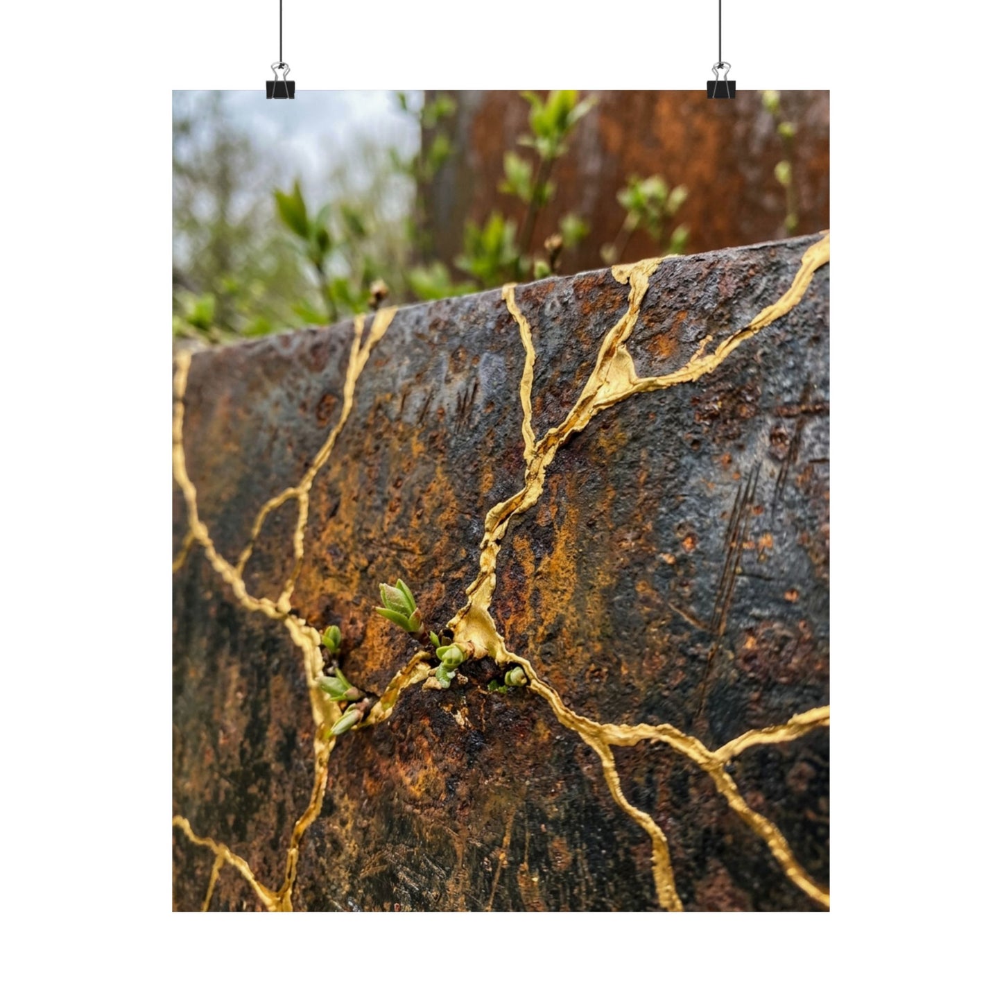 Philosophical Rust Patina Wall Art Print - Gold Repair Kintsugi