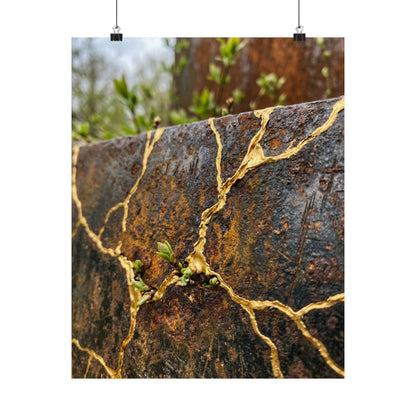 Philosophical Rust Patina Wall Art Print - Gold Repair Kintsugi