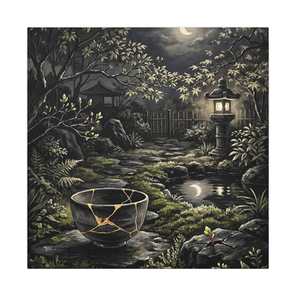 Kintsugi Moonlit Garden in Dappled | Gold Repair Canvas Art
