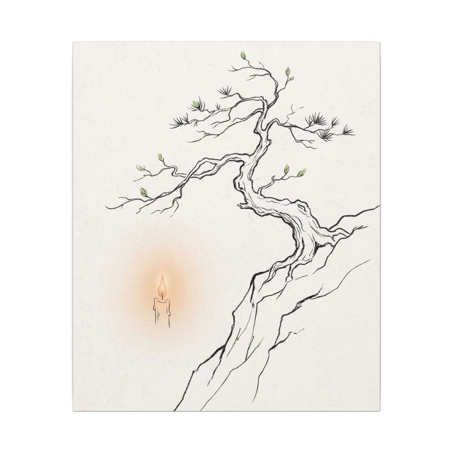 Candlelight Pine Tree Canvas Art - Japandi Shibui