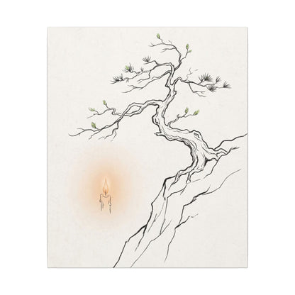 Candlelight Pine Tree Canvas Art - Japandi Shibui