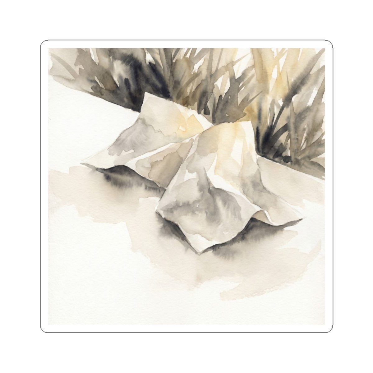 Neutral Paper Fold Sticker - Watercolor Japandi Art Print