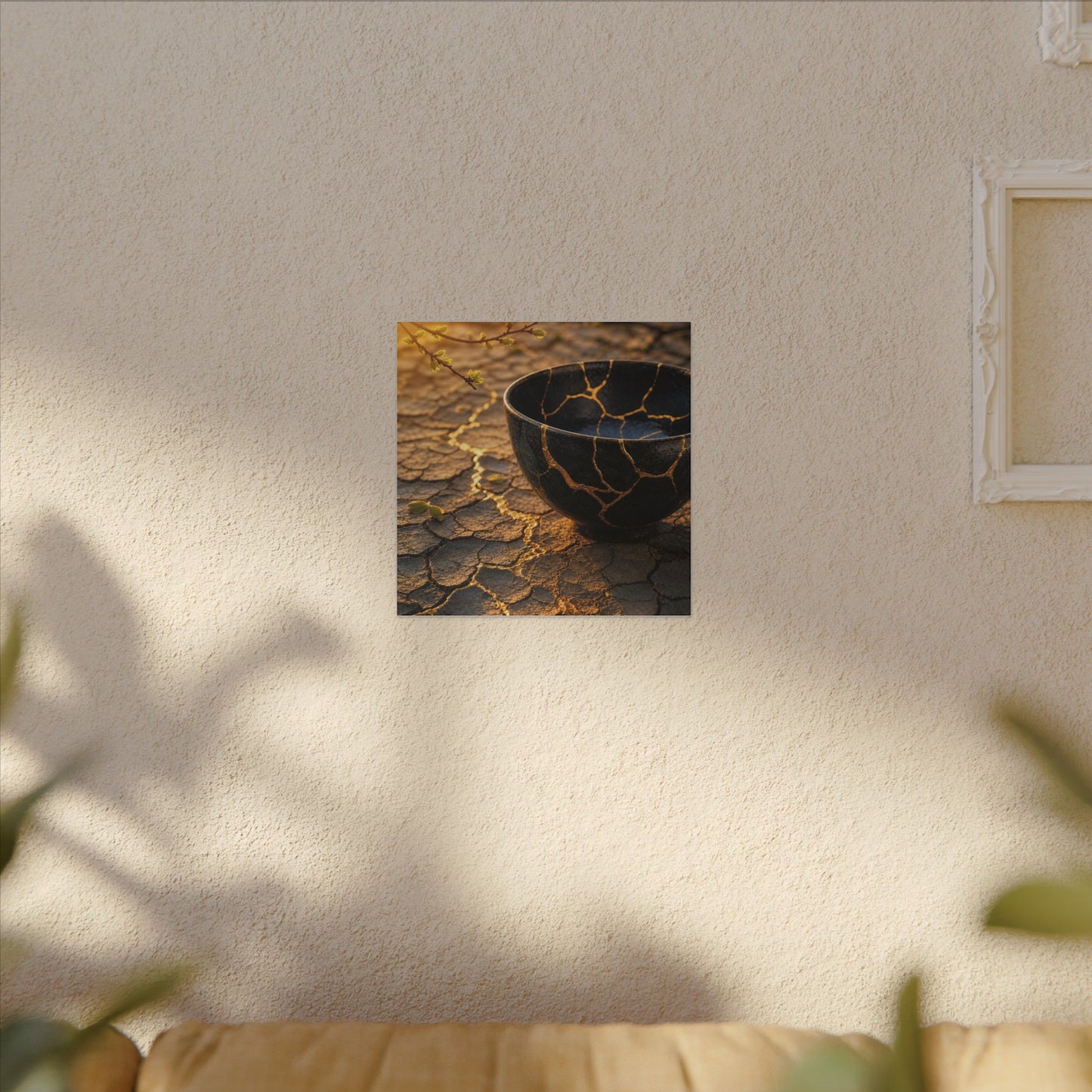 Golden Hour Cracked Earth Canvas Art - Kintsugi Fukinsei