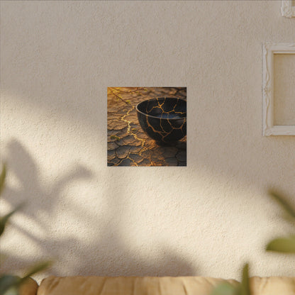 Golden Hour Cracked Earth Canvas Art - Kintsugi Fukinsei