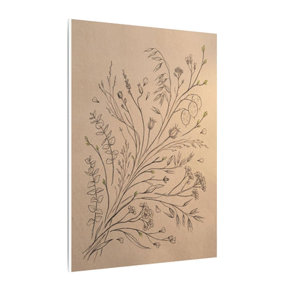 Dried Flowers Canvas Art | Spring Japandi Minimal Line Art
