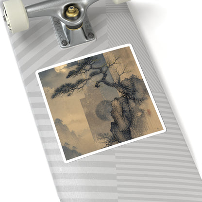 Pine Tree Japanese Pattern Sticker | Earthy Japandi Art
