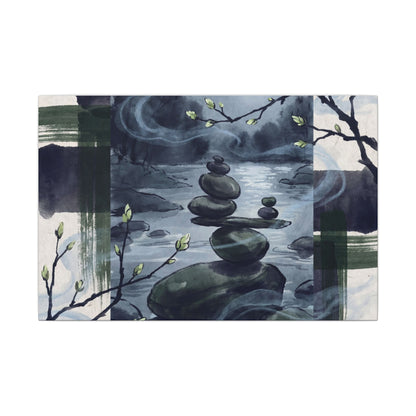 Moonlight River Stones Canvas Art - Zen Shibui