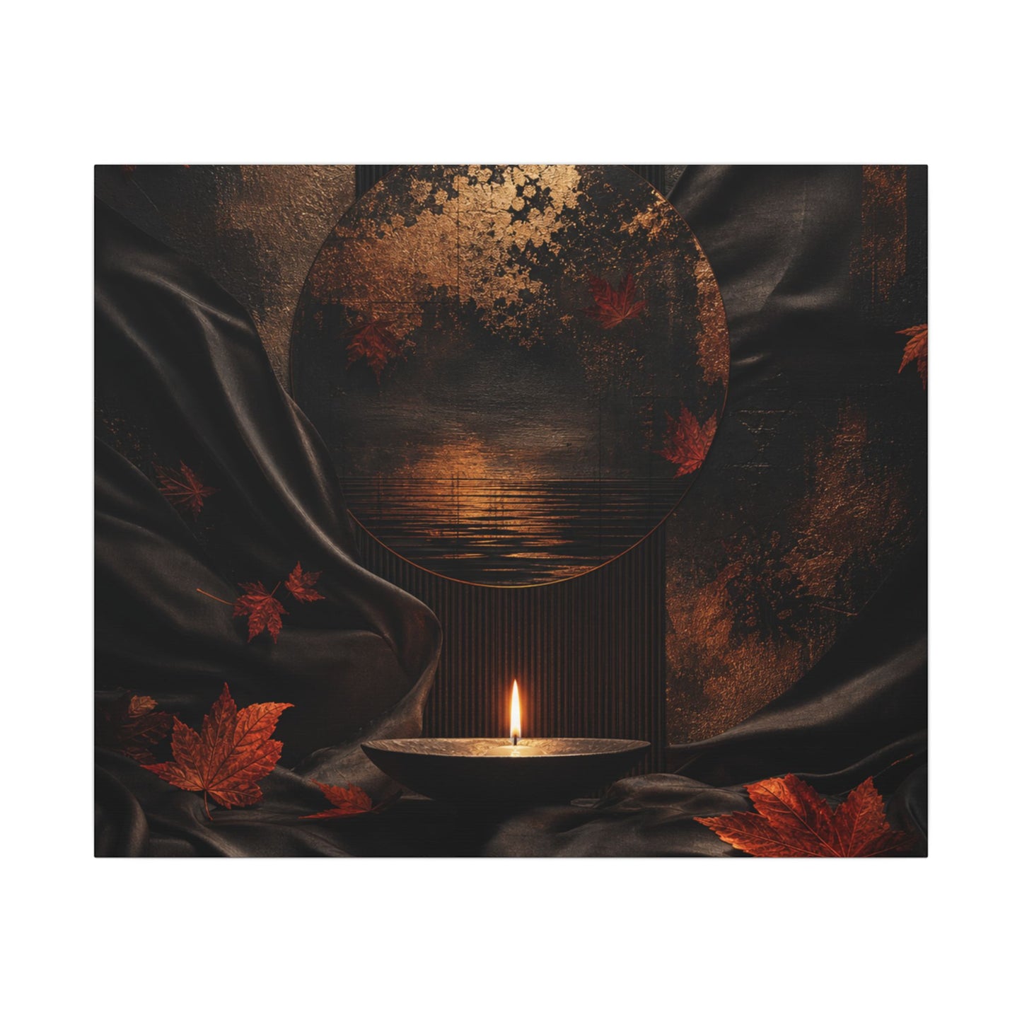 Silk Drape Autumn Canvas Art | Dark Japandi Moody Design