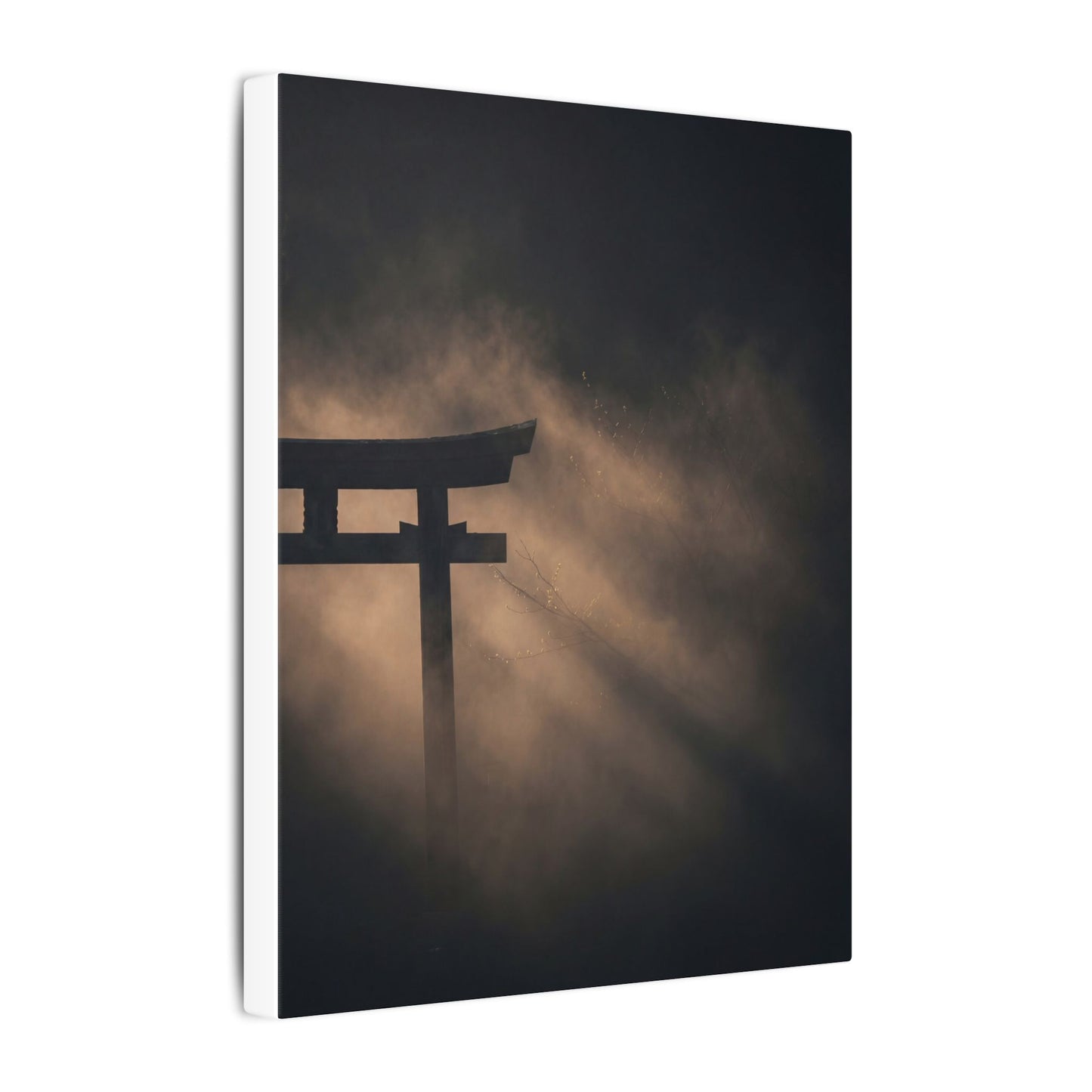 Torii Gate Shadow Zen Canvas Art | Bold Dark Japandi Art