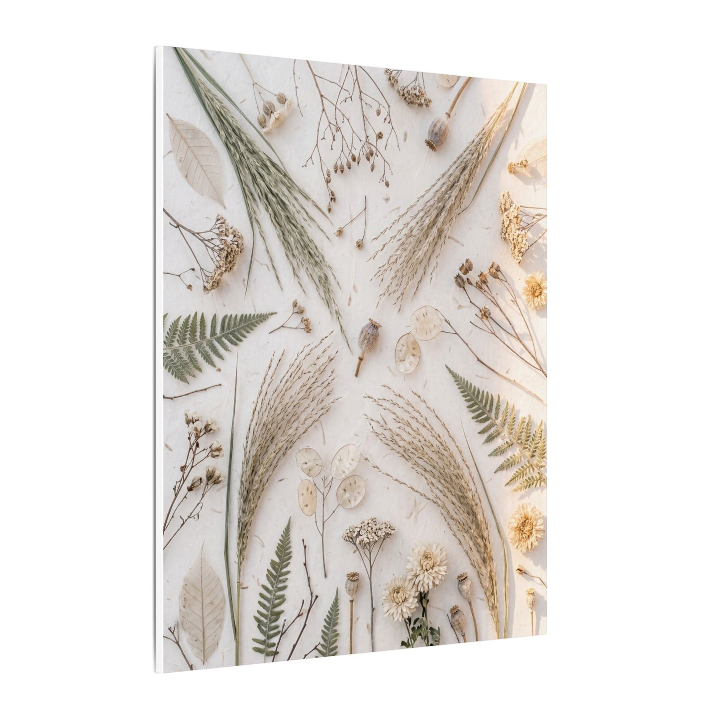 Elegant Dried Flowers Canvas Art - Japanese Pattern Japandi