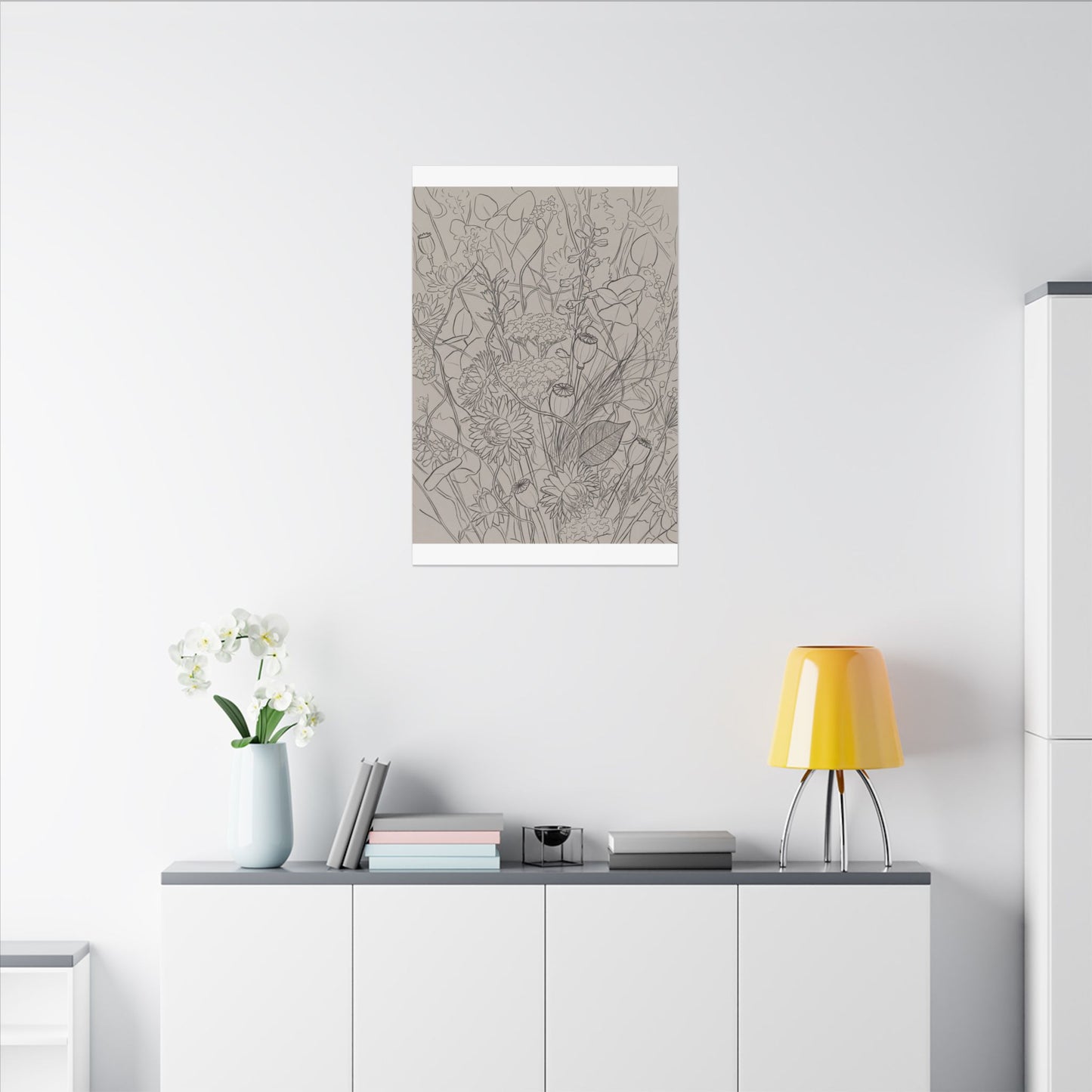 Summer Dried Flowers Minimal Line Canvas Art | Elegant Decor