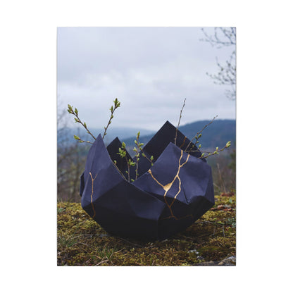 Paper Fold Canvas Art | Spring Kintsugi Gold Repair Art