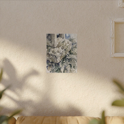 Stone Lantern Watercolor Canvas Art | Elegant Japandi Art
