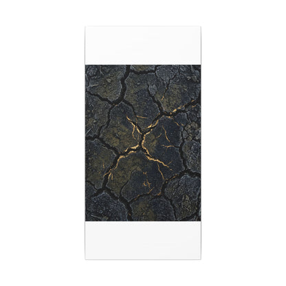 Overcast Cracked Earth Canvas Art - Dark Japandi Ma